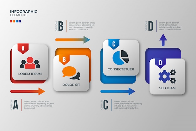 Vector gradiënt stap zakelijke infographic element