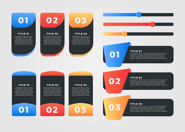 gradient step infographic element collection