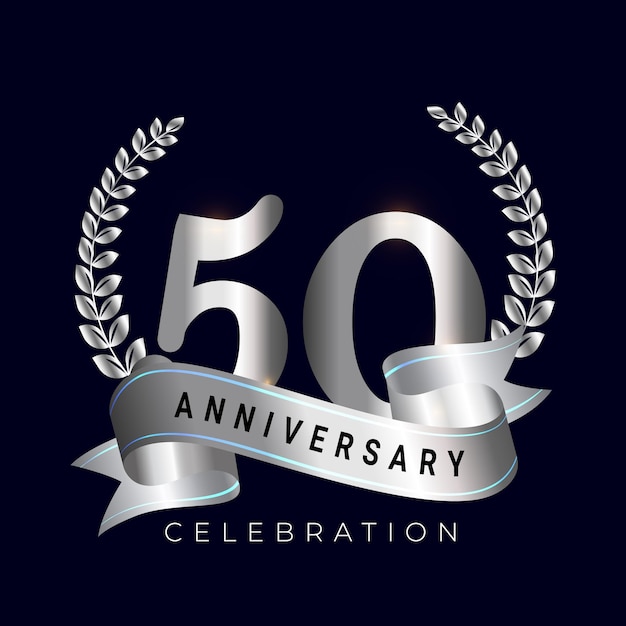 Vector gradient style 50th anniversary celebration vector illustration