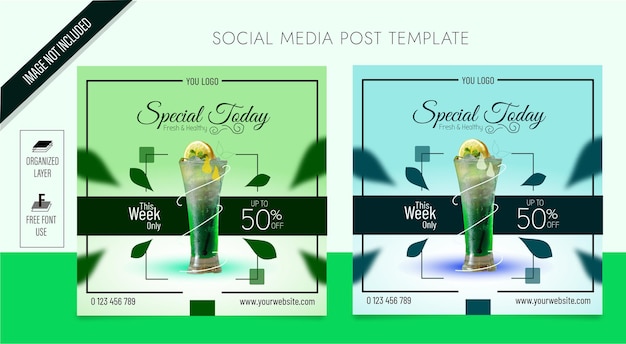 Vector gradient style drink social media post