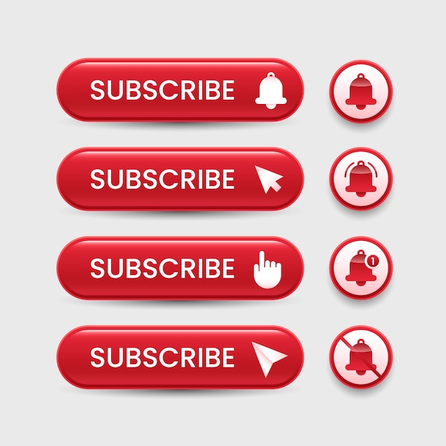 Vector gradient subscribe button set