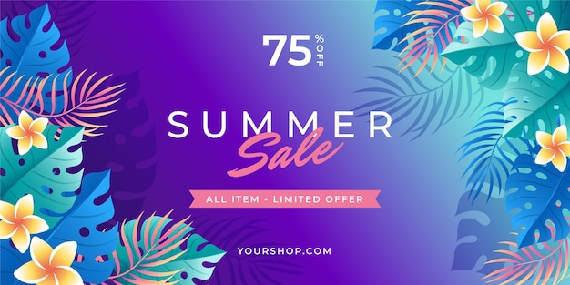 Gradient summer sale horizontal banner template