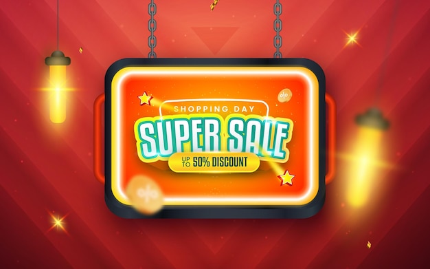 Gradient super sale background template banner