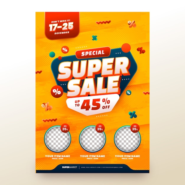 Gradient supermarket flyer template