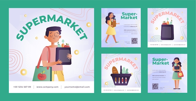 Gradient supermarket instagram post design template