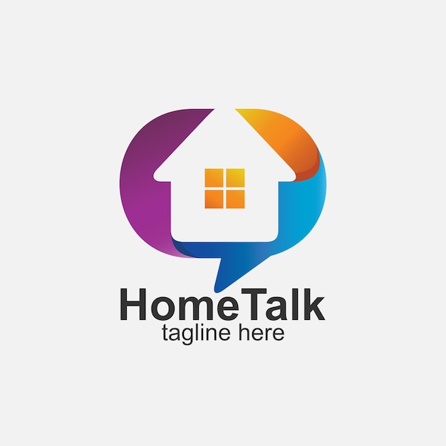 Gradient talk icon with house logo design