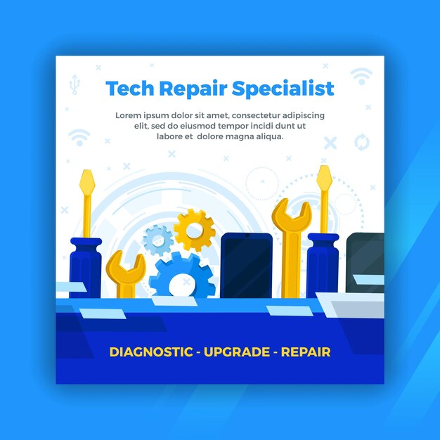 Vector gradient tech repair instagram posts