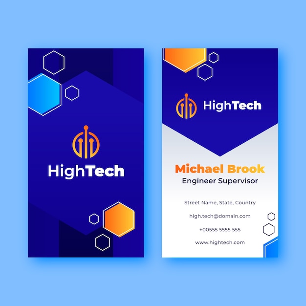 Vector gradient tech repair vertical business card