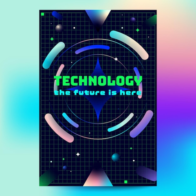 La tecnologia gradiente e il futuro poster design sfondo scuro