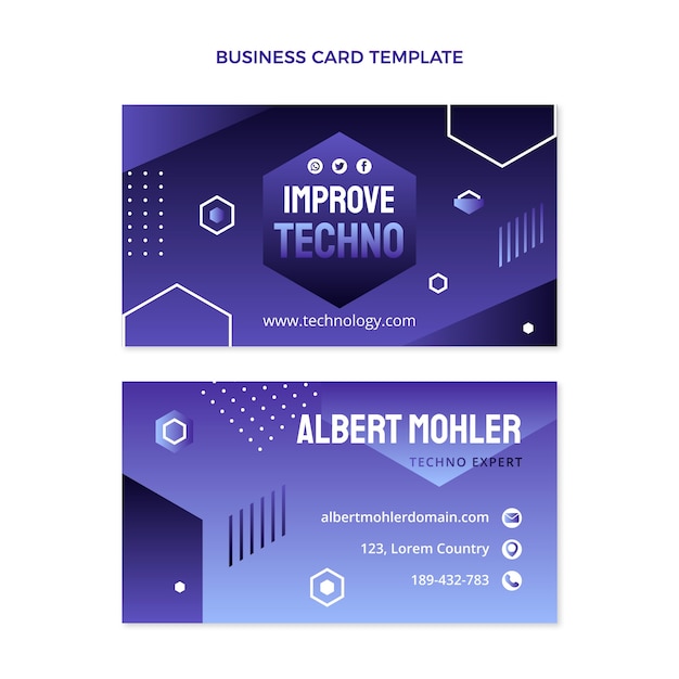 Vector gradient technology horizontal business card