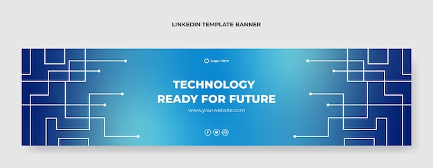 グラデーションテクノロジーLinkedinバナーテンプレート