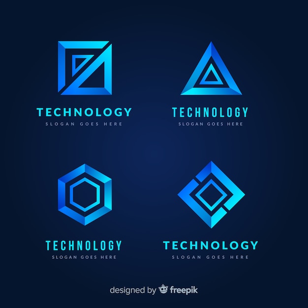 Raccolta di modelli logo tecnologia gradiente