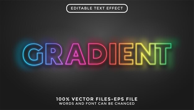 Gradient text. editable text effect with neon style premium vectors