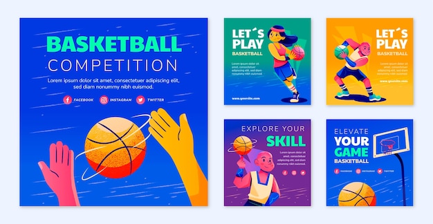 Gradient texture basketball instagram posts