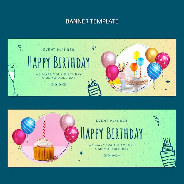 Gradient texture birthday banners