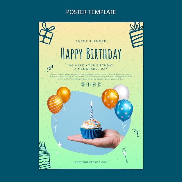 Vector gradient texture birthday poster