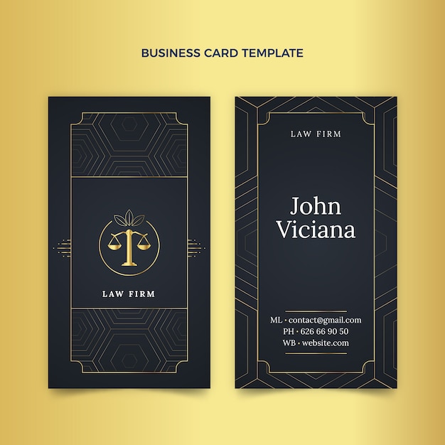 Vector gradient texture law firm vertical business card