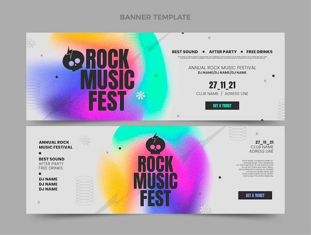 Gradient texture music festival banners horizontal