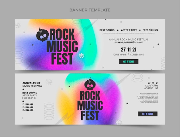Вектор Градиент текстуры музыкальный фестиваль баннеры горизонтальные