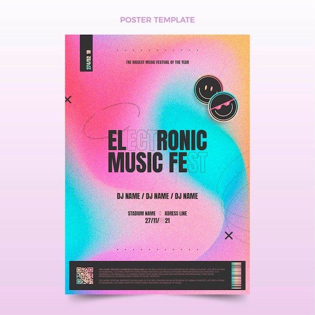 Vettore poster del festival musicale a trama sfumata