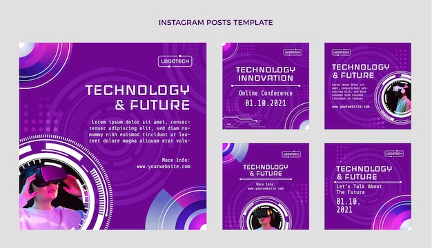 Vector gradient texture technology instagram post