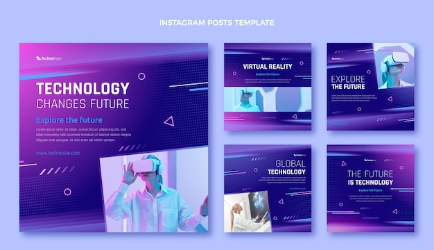 Vettore post di instagram con tecnologia a trama sfumata