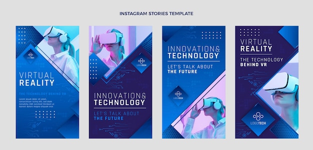 Vettore storie di instagram con tecnologia a trama sfumata