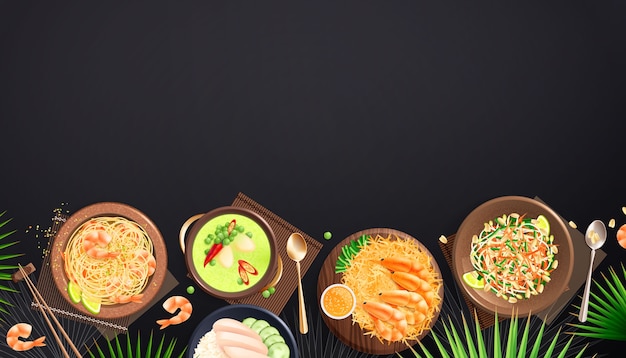 Gradient thai food composition background