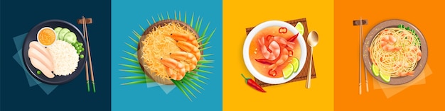 グラディエントタイ料理イラストセット