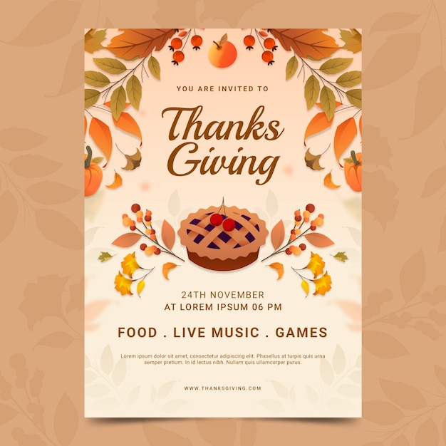 Gradient thanksgiving invitation template