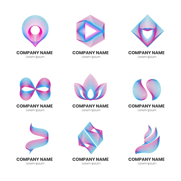 Gradient thin line logo collection