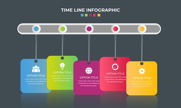 Gradient time line infographic element collection