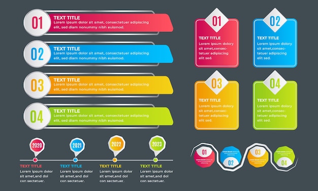 Gradient time line infographic element collection