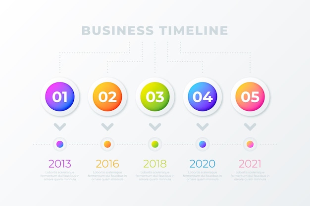 Modello di infografica timeline gradiente