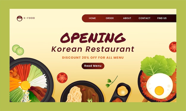 gradient traditional korean food landing page template