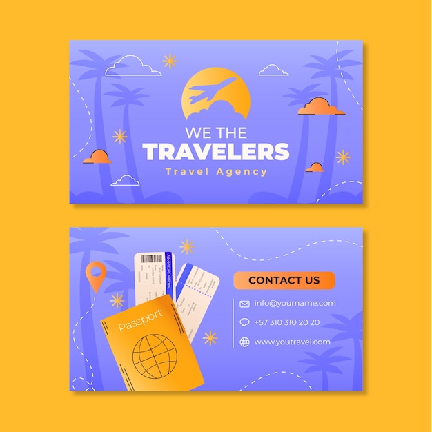 Vector gradient travel agency horizontal business card template