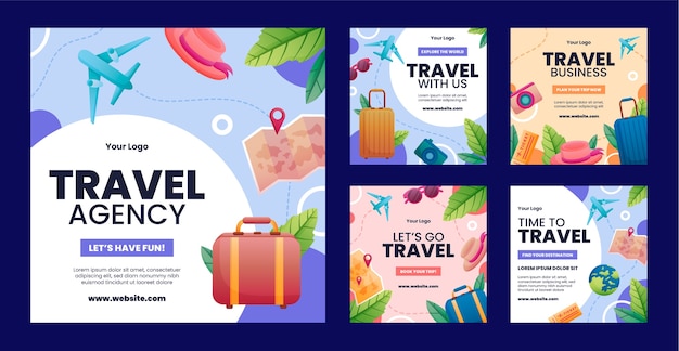 Gradient travel agency instagram posts