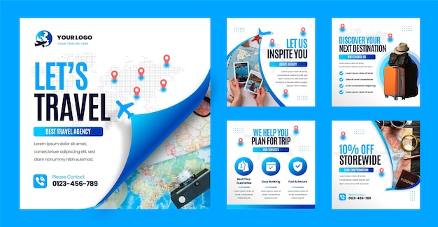 gradient travel instagram posts template