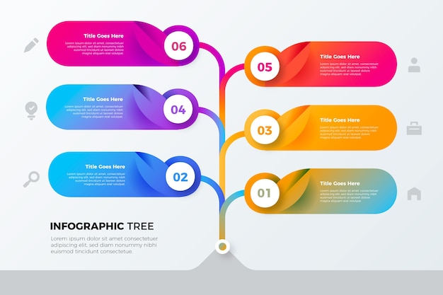 Vettore design infografico albero gradiente