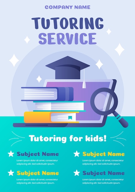 Vector gradient tutoring service template design