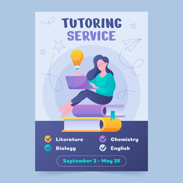 Vector gradient tutoring service template design