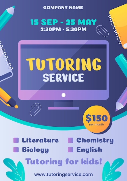 Gradient tutoring service template design