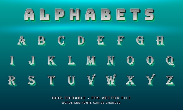 Gradient typography 3d alphabet editable template