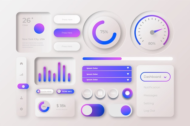 Vector gradient ui kit collection