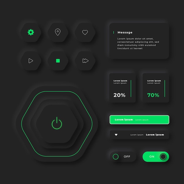 Vector gradient ui/ux elements collection