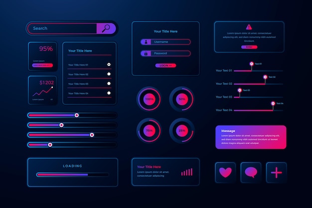 Vettore elementi gradiente ui/ux