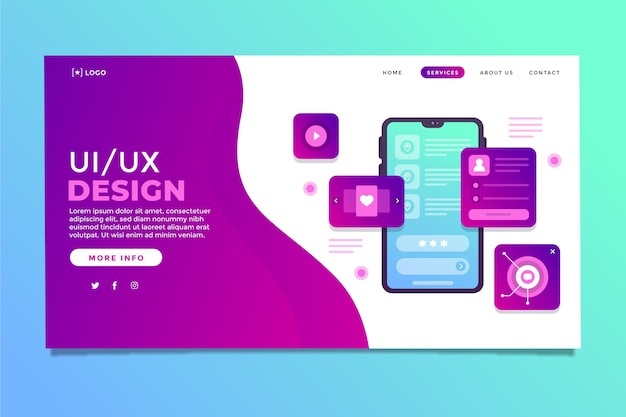 Gradient ui/ux landing page template