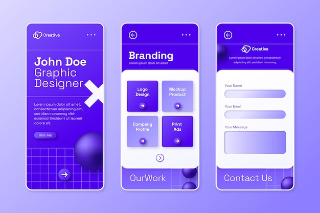 Vector gradiënt ui/ux ontwerp