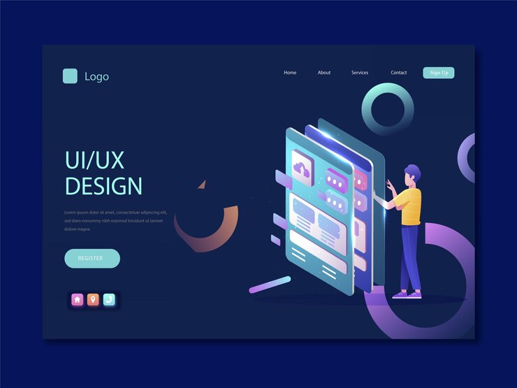 Vector gradient uiux landing page template