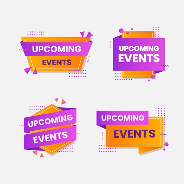 Vector gradient upcoming events set